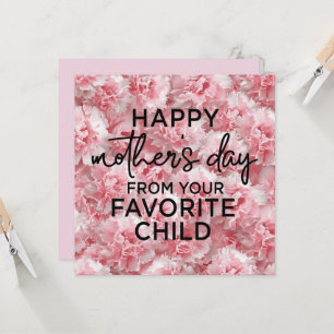 Carte Fleur d'oeillet rose pour la fête des mères