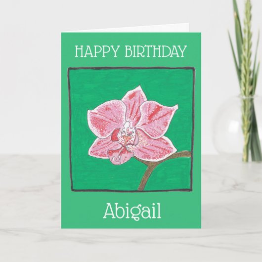 Carte Fleur d'orchidée rose simple heureux anniversaire  (Devant)