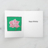 Carte Fleur d'orchidée rose simple heureux anniversaire  (Intérieur)