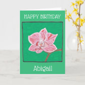 Carte Fleur d'orchidée rose simple heureux anniversaire  (Fleur jaune)