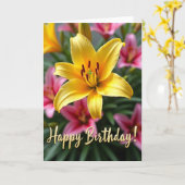 Carte Fleur Dorée Rayée (Fleur jaune)