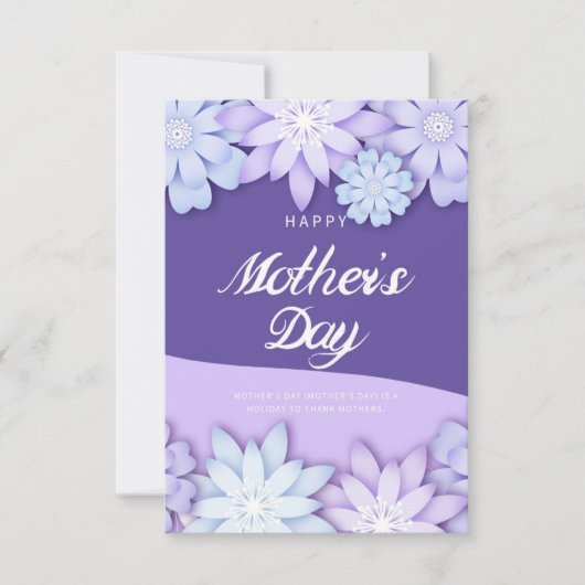 Carte Fleur d'origami violet créative pour la fête des m (Devant)