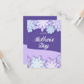 Carte Fleur d'origami violet créative pour la fête des m (Devant/Arrière en situation)