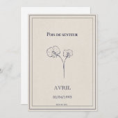 Carte fleur du mois de naissance avril  (Devant / Derrière)