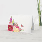 Carte Fleur éclose oiseau papillon (Dos)