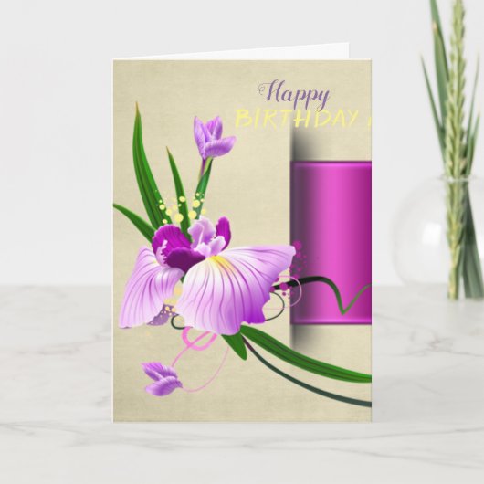Carte Fleur élégante d'anniversaire (Devant)