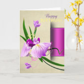Carte Fleur élégante d'anniversaire (Fleur jaune)