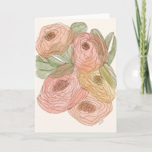 Carte Fleur en une ligne