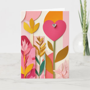 Carte Fleur Épanouie avec Étincelle de Diamant