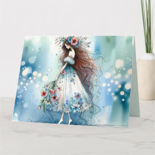 Carte Fleur Ethérée Fairy in Watercolor Dreamscape