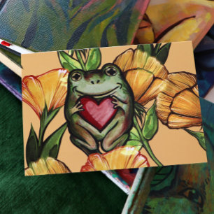 Carte Fleur Fleur Froggy Motif Grenouilles Amour Coeur
