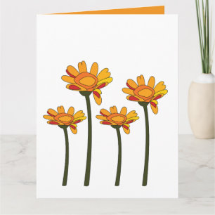 Carte Fleur Florale Orange Rouge Fantaisiste