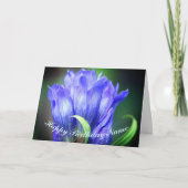 Carte Fleur Gentienne Bleue Personnalisée Anniversaire (Devant)