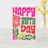 Carte Fleur Hippie Retro les années 70 Psychedélique Ann (Fleur jaune)