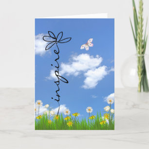 Carte Fleur inspirante et papillon