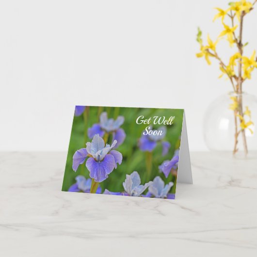 Carte Fleur Iris Bleu Se Bien Bientôt (Fleur jaune)