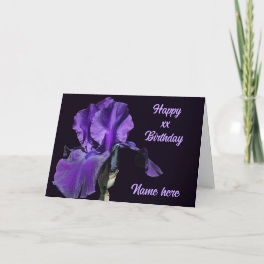 Carte Fleur Iris Violet Fleur Personnalisée Anniversaire (Devant)