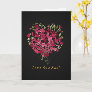 Carte Fleur 'Je t'aime' à l'aquarelle rose romantique