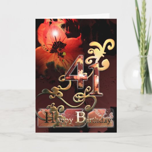 Carte Fleur Lilly Dream Joyeux 41e Anniversaire orné (Devant)