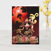 Carte Fleur Lilly Dream Joyeux 41e Anniversaire orné (Fleur jaune)