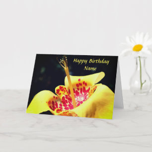 Carte Fleur Lily tachetée Jaune Anniversaire personnalis