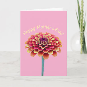 Carte Fleur lumineuse rose et jaune pour la fête des mèr