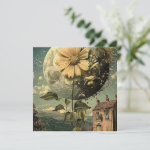 Carte Fleur Lune et charme Vintage