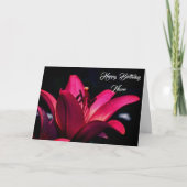 Carte Fleur Lys Rouge intense Fleur Personnalisée Annive (Devant)