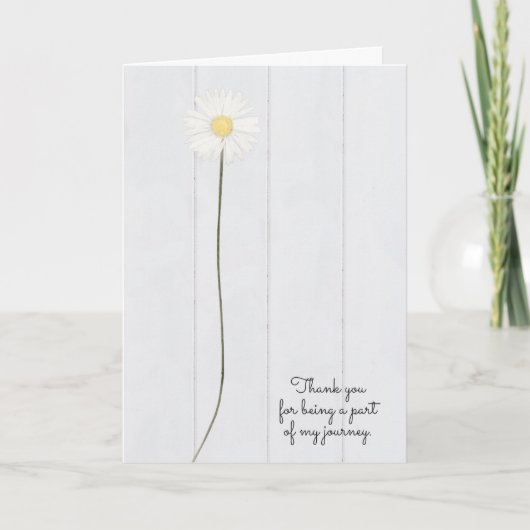 Carte fleur marguerite sur bois blanc pour remercier ami (Devant)