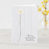 Carte fleur marguerite sur bois blanc pour remercier ami (Fleur jaune)