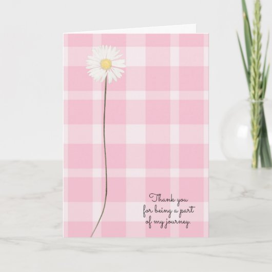 Carte fleur marguerite sur plaid rose pour remercier ami (Devant)