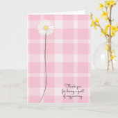 Carte fleur marguerite sur plaid rose pour remercier ami (Fleur jaune)