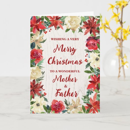 Carte Fleur mère et père Joyeux Noël (Fleur jaune)