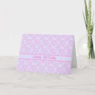 Carte Fleur Motif de ligne rose violet Joyeux anniversai