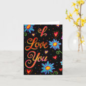 Carte Fleur noire Je t'aime (Fleur jaune)