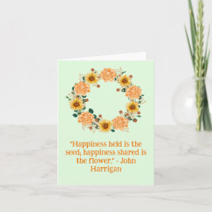 Carte Fleur orange vierge, tourbe florale