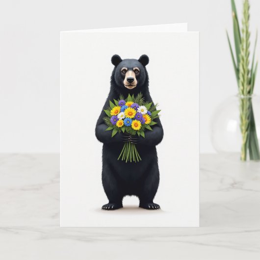 Carte Fleur Ours à Points (Devant)