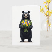Carte Fleur Ours à Points (Fleur jaune)