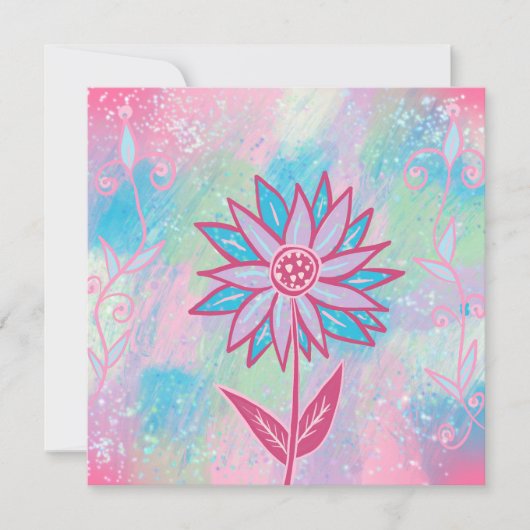Carte Fleur Pastel à main mignonne (Devant)