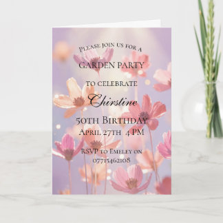 Carte Fleur pastel rêveuse 50e anniversaire esthétique d