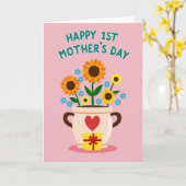 Carte Fleur Pot Rose Pastel (Fleur jaune)