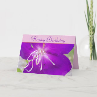 Carte Fleur pourpre Joyeux anniversaire