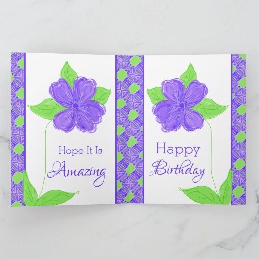 Carte Fleur pourpre Joyeux anniversaire (Intérieur)