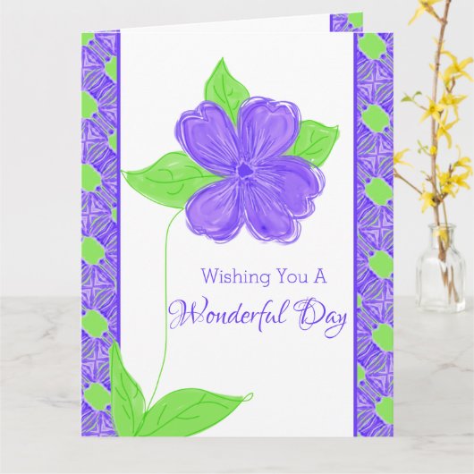 Carte Fleur pourpre Joyeux anniversaire (Fleur jaune)