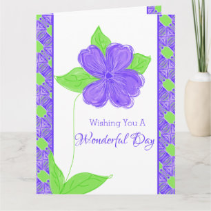 Carte Fleur pourpre Joyeux anniversaire