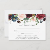 Carte Fleur radieuse | Certificat cadeau de bon client (Dos)