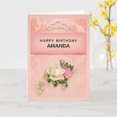 Carte Fleur rose avec Diamond Tiara Princess Anniversair (Fleur jaune)