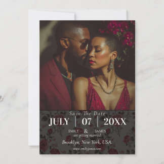 Carte Fleur Rose classique Mariage printemps Enregistrer