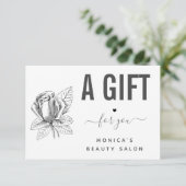 Carte Fleur Rose dessinée Noir & Blanc Salon de beauté S (Debout devant)