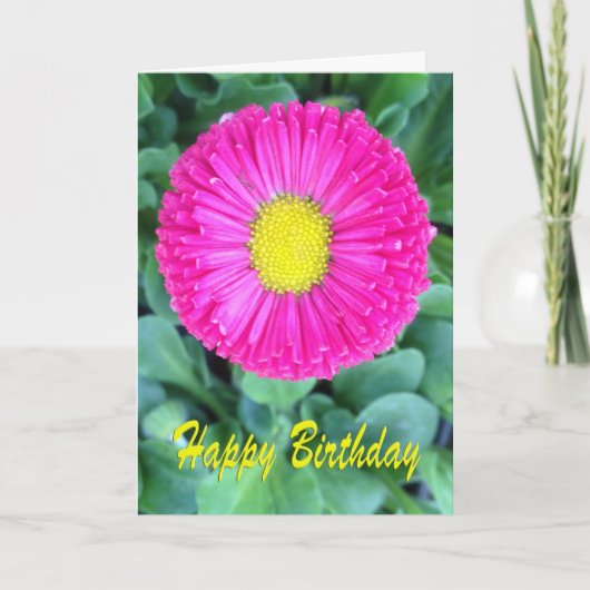Carte Fleur rose et jaune d'anniversaire (Devant)